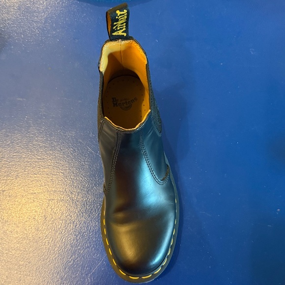 Dr. Martens 2976 W Black Leather Boots with Yellow Stitching - Picture 1 of 10